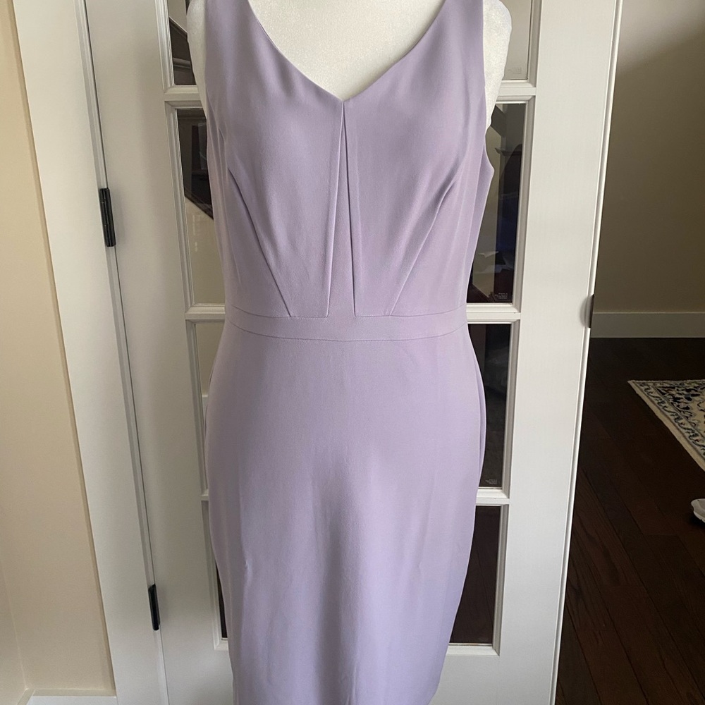 White House Black Market Purple Sheath Dress V-Neck Midi